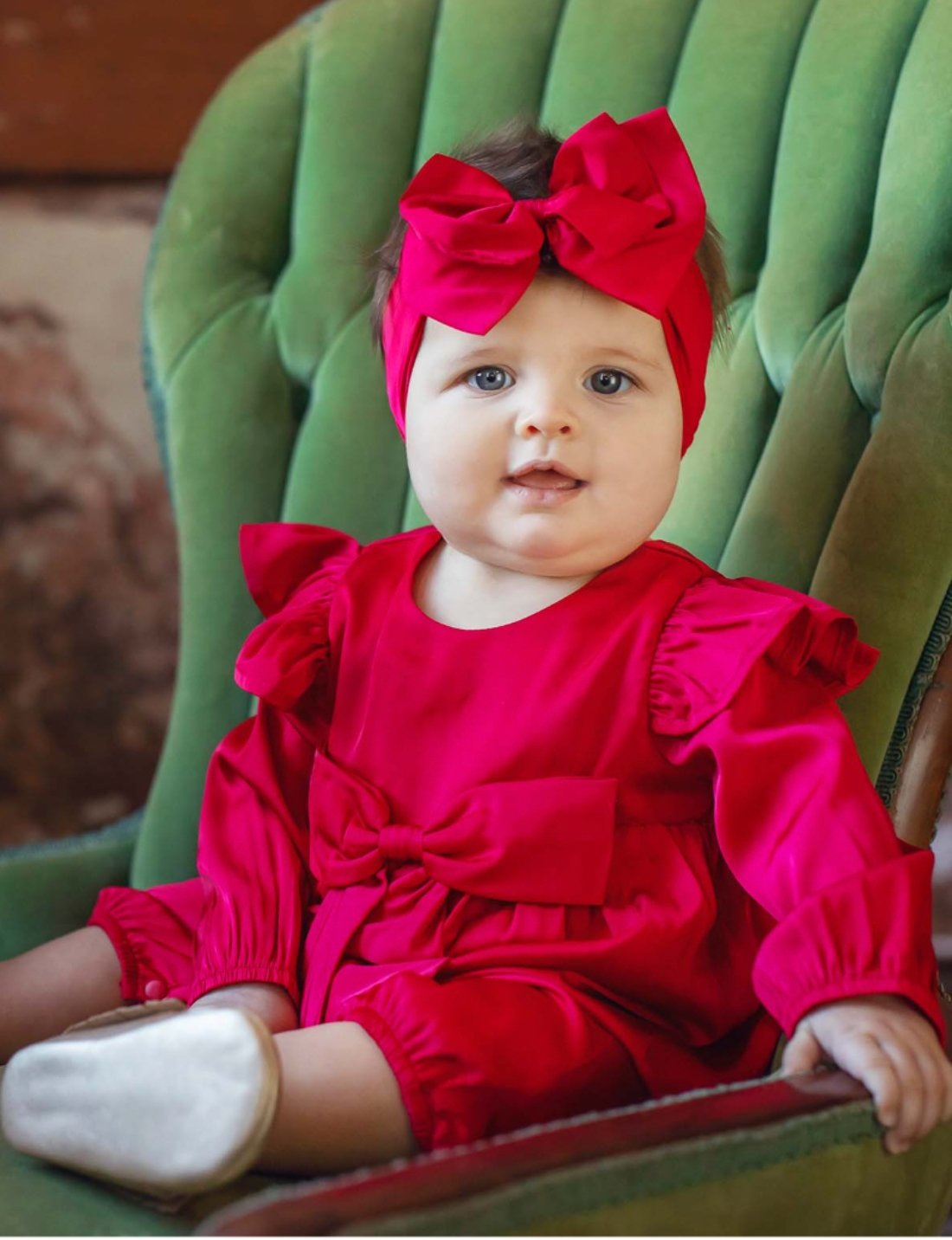 Isobella and Chloe Baby Girls Sweet Scarlett Red Bow Headband | HONEYPIEKIDS 