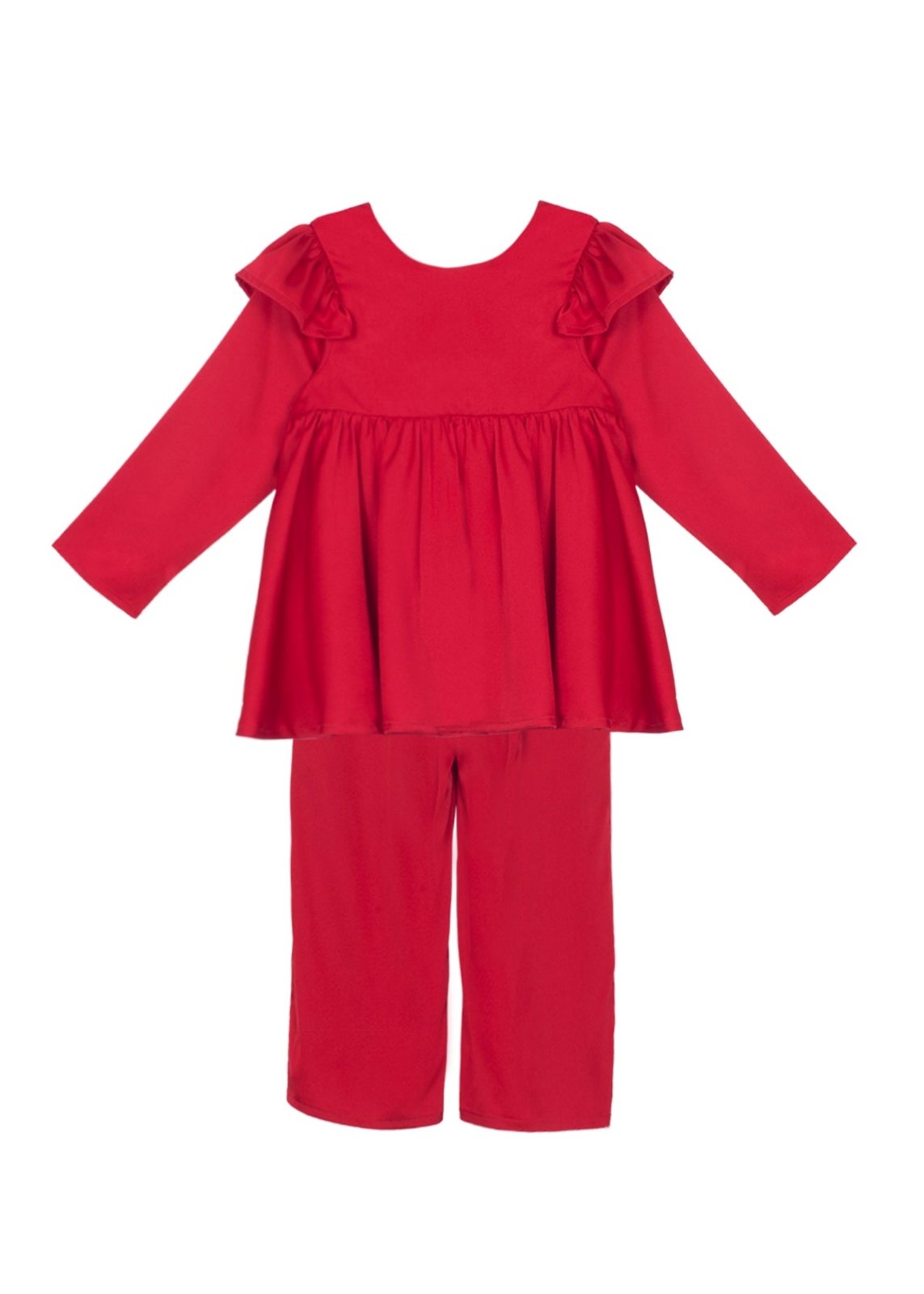 Isobella and Chloe Girls Sweet Scarlett Red Charmeuse 2 Piece Pants Set | HONEYPIEKIDS 