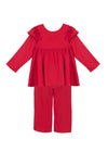 Isobella and Chloe Girls Sweet Scarlett Red Charmeuse 2 Piece Pants Set | HONEYPIEKIDS | Kids Boutique Clothing