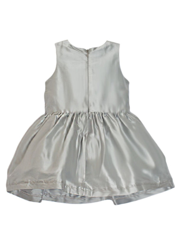 Isobella and Chloe Silver Bow Silk Dress - Infant to Youth size | HONEYPIEKIDS | Kids Boutique Clothing