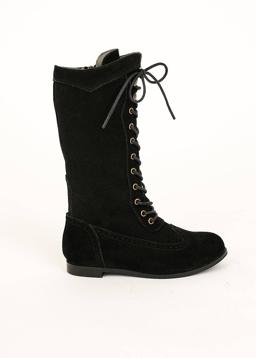 Joyfolie Aelin Little Girls Tall Suede Boots in Black | HONEYPIEKIDS 