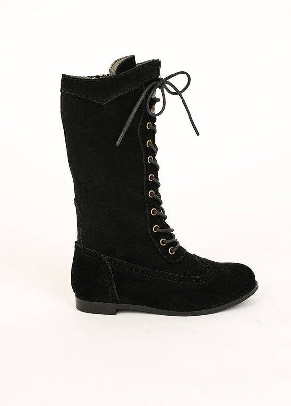 Joyfolie Aelin Little Girls Tall Leather Boot in Black | HONEYPIEKIDS