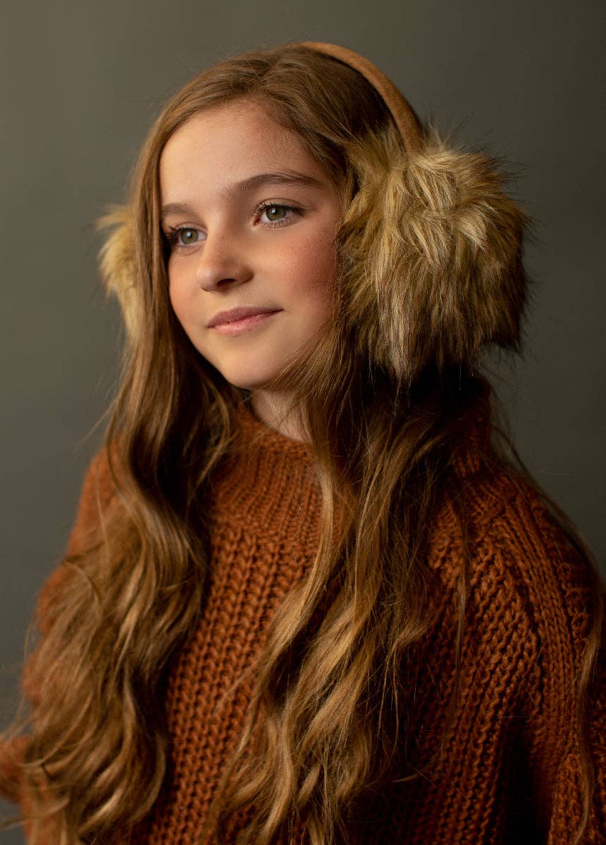 Joyfolie Ellie Girls Faux Fur Earmuffs in Brown | HONEYPIEKIDS 