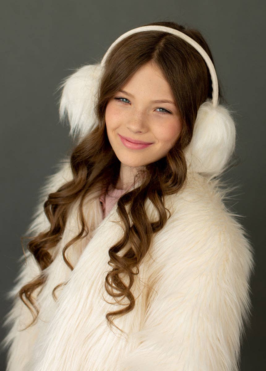 Joyfolie Ellie Girls Faux Fur Earmuffs In Ivory | HONEYPIEKIDS 
