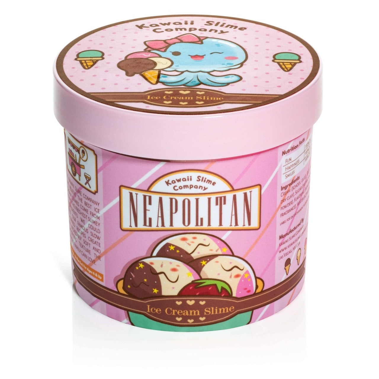 Kawaii Neapolitan Scented Ice Cream Pint Slime | HONEYPIEKIDS 