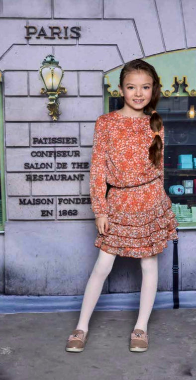 Le Chic Girls Sophie Vintage Chestnut Floral Dress | HONEYPIEKIDS | Kids Boutique Clothing