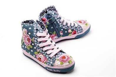 Lelli Kelly Girls Patchwork Mid Blue Fantasy Shoes | HONEYPIEKIDS | Kids Boutique Clothing