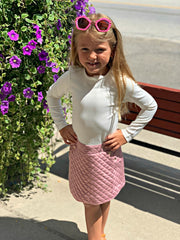 Lili Gaufrette Girls Pink & Ivory Quilted Dress | HONEYPIEKIDS 