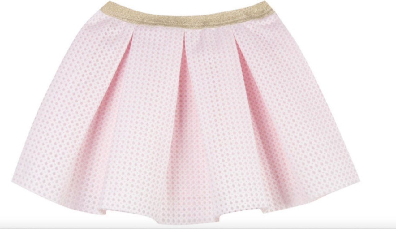 Lili Gaufrette Girls Pink Jacquard Skirt | HONEYPIEKIDS 