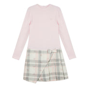 Lili Gaufrette Girls Pink Plaid Long Sleeve Dress | HONEYPIEKIDS 