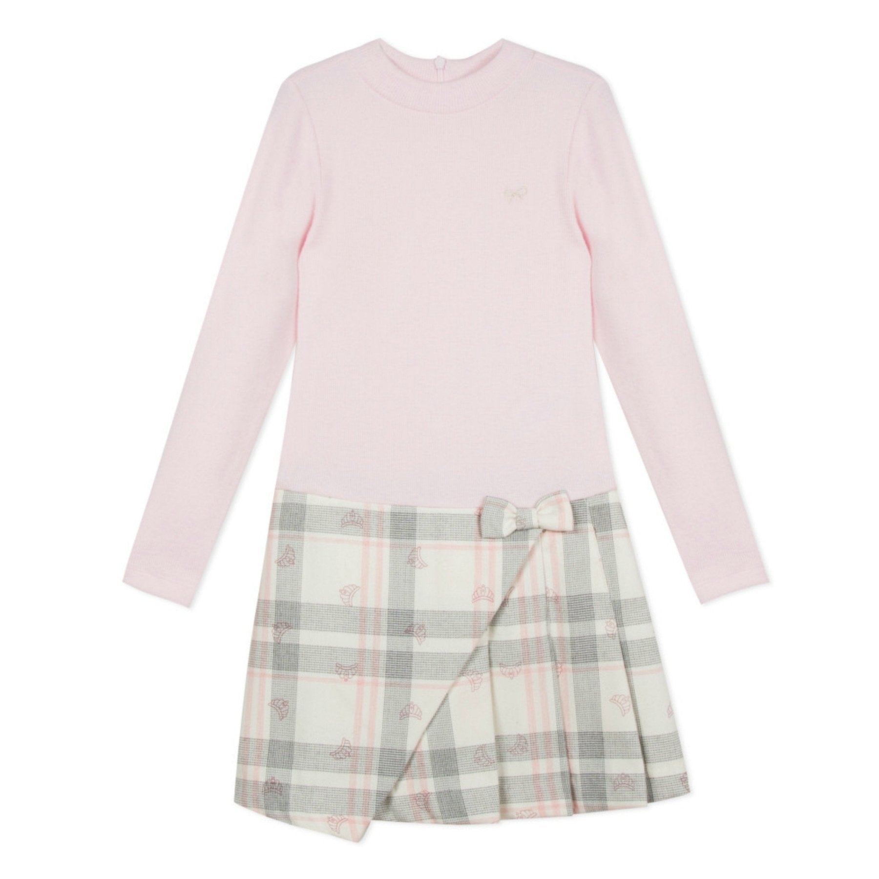 Lili Gaufrette Girls Pink Plaid Long Sleeve Dress | HONEYPIEKIDS 