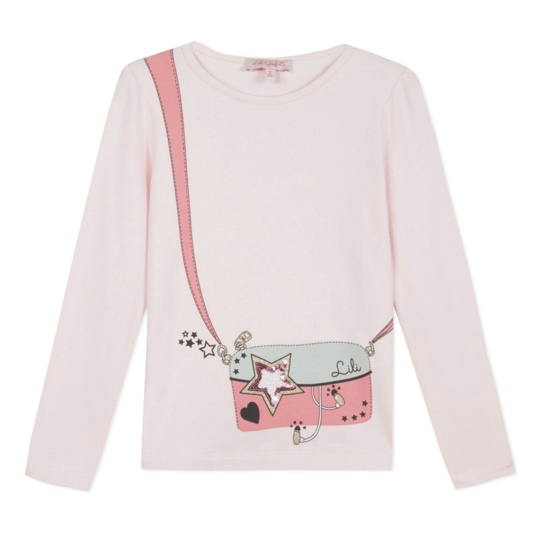 Lili Gaufrette Girls Pink Purse Long Sleeve Shirt | HONEYPIEKIDS 
