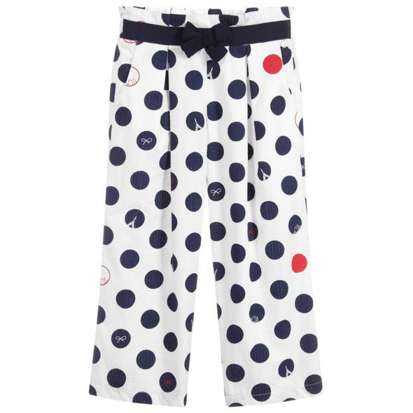 Lili Gaufrette Girls Polka Dot White Trousers | HONEYPIEKIDS | Kids Boutique Clothing