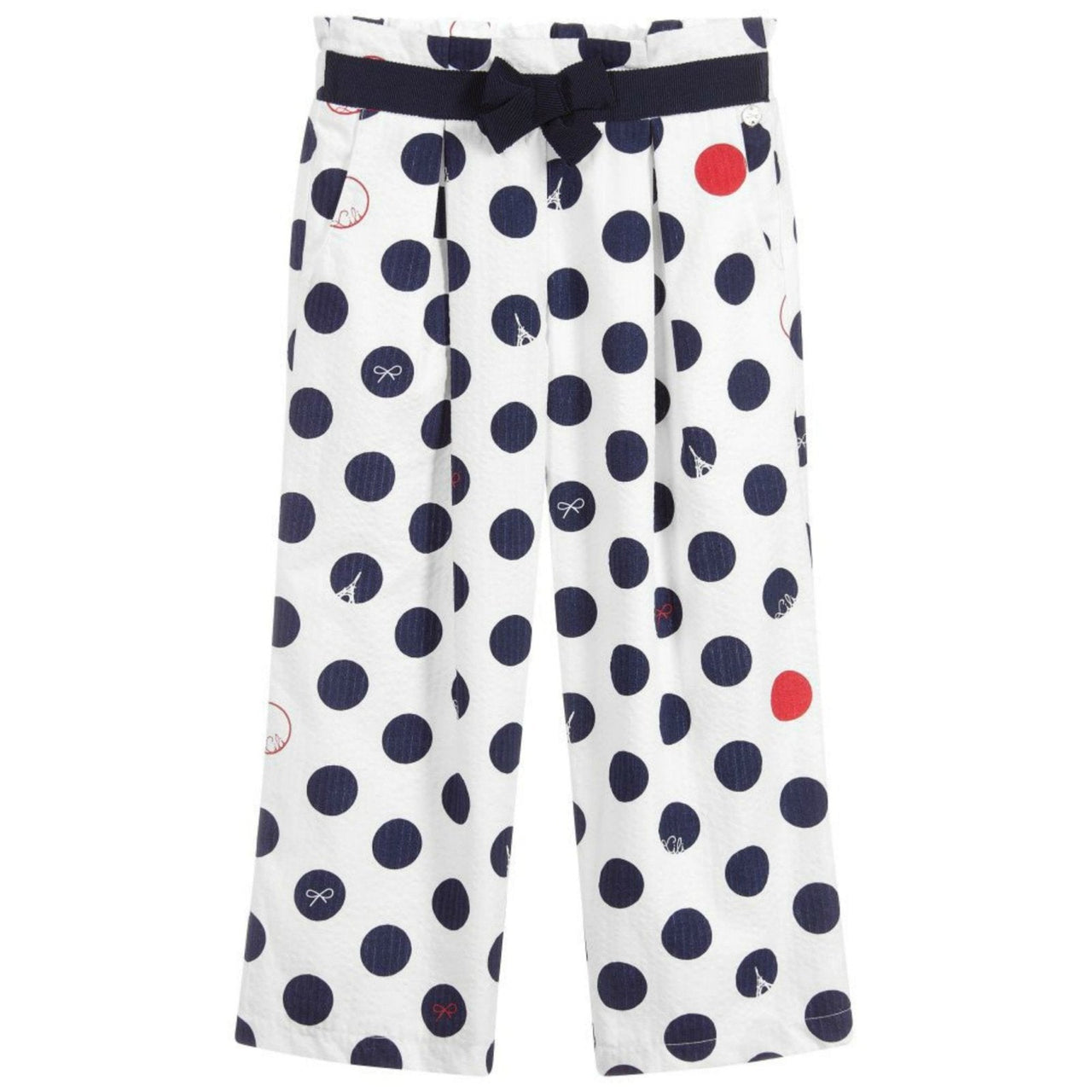 Lili Gaufrette Girls Polka Dot White Trousers | HONEYPIEKIDS 