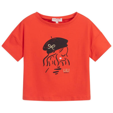 Lili Gaufrette Girls Red Parisian Girl Shirt | HONEYPIEKIDS | Kids Boutique Clothing