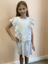 Lili Gaufrette Girls White and Gold Two Piece Dress Set | HONEYPIEKIDS | Kids Boutique Clothing