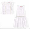 Lili Gaufrette Girls White and Gold Two Piece Dress Set | HONEYPIEKIDS | Kids Boutique Clothing
