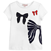 Lili Gaufrette Girls White Bows Shirt | HONEYPIEKIDS 