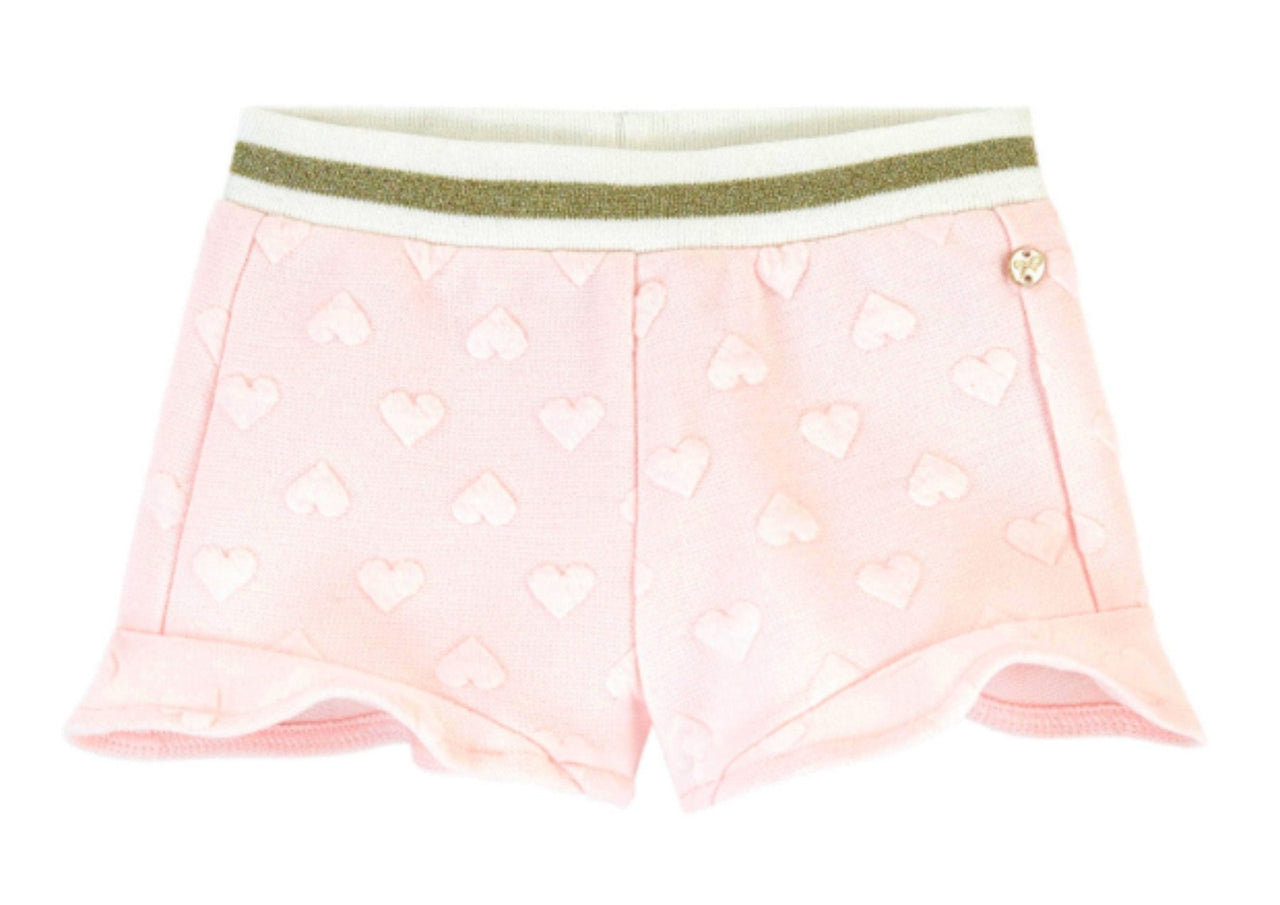 Lili Gaufrette Infant & Youth Girls Pink Jacquard Heart Shorts | HONEYPIEKIDS 