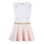 Lili Gaufrette Pink & Ivory Cotton Dress | HONEYPIEKIDS 