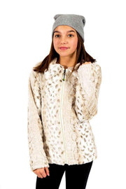 Lime Apple Faux Fur Jacket in Leopard | HONEYPIEKIDS 