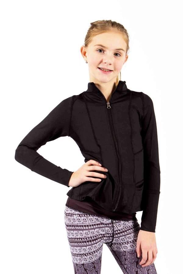 Lime Apple Girls Black Ruffle Shape Jacket | HONEYPIEKIDS 
