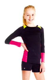 Lime Apple Mantra Long Sleeve Color Block Mantra Top | HONEYPIEKIDS 
