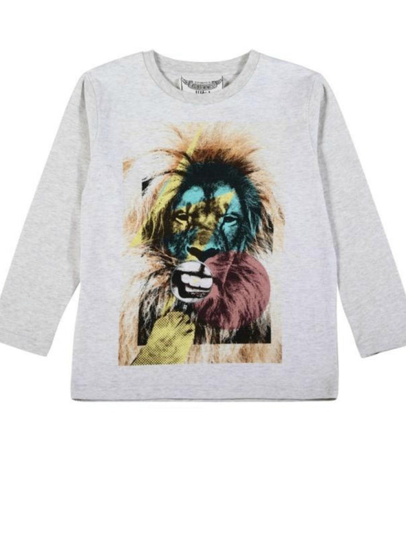 Paper Wings Lion Smile Boys Long Sleeve Organic Cotton Shirt | HONEYPIEKIDS | Kids Boutique Clothing