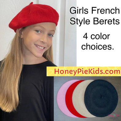Little Girls French Style Beret Hats - Several Color Choices | HONEYPIEKIDS | Kids Boutique Clothing