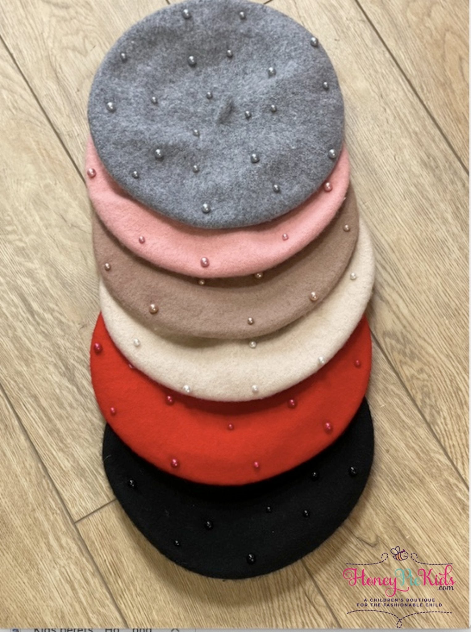 Little Girls French Style Pearled Beret Hats - Several Color Choices | HONEYPIEKIDS 
