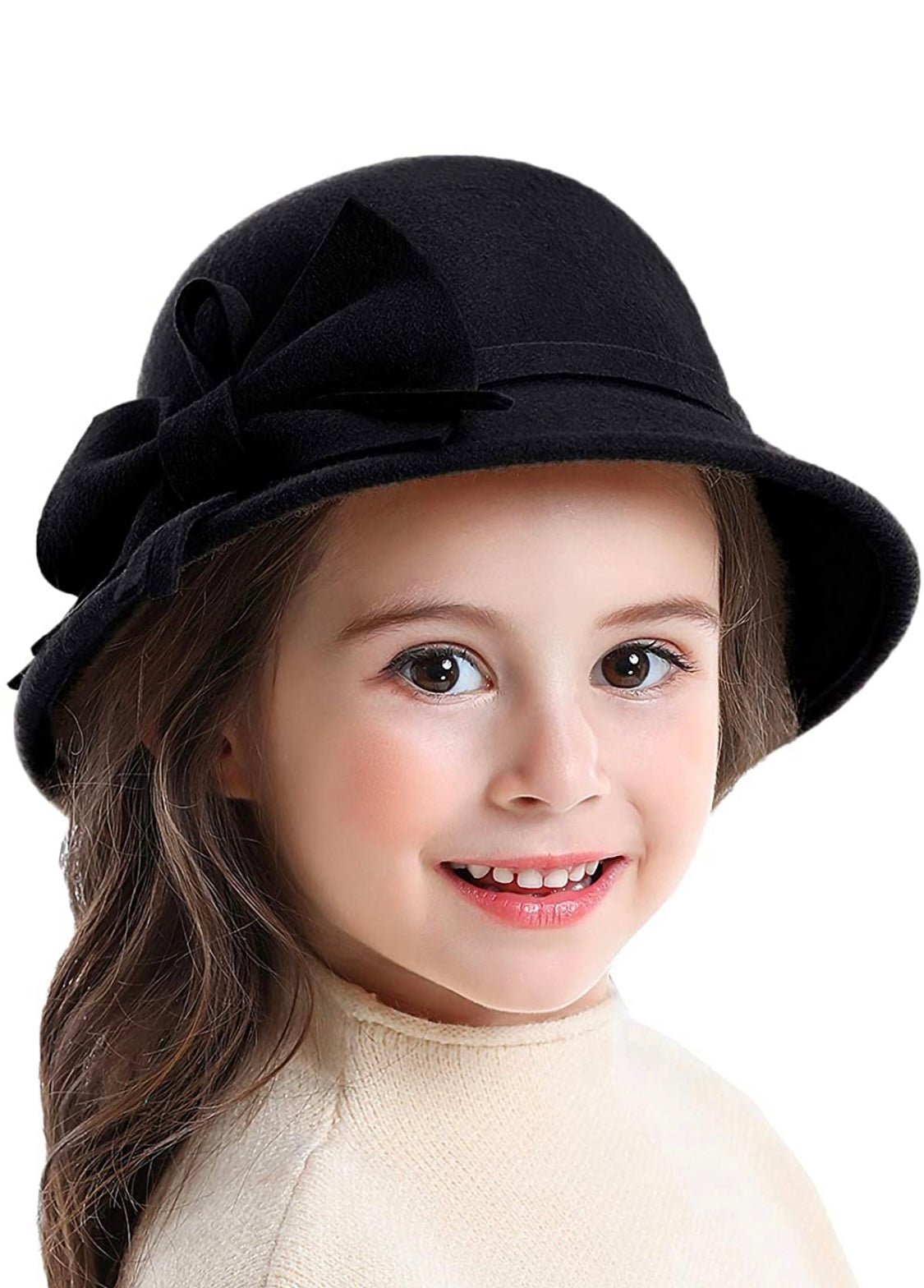 Little Girls Wool Knotted Bow Bucket Hat - 2 Color Choices | HONEYPIEKIDS 