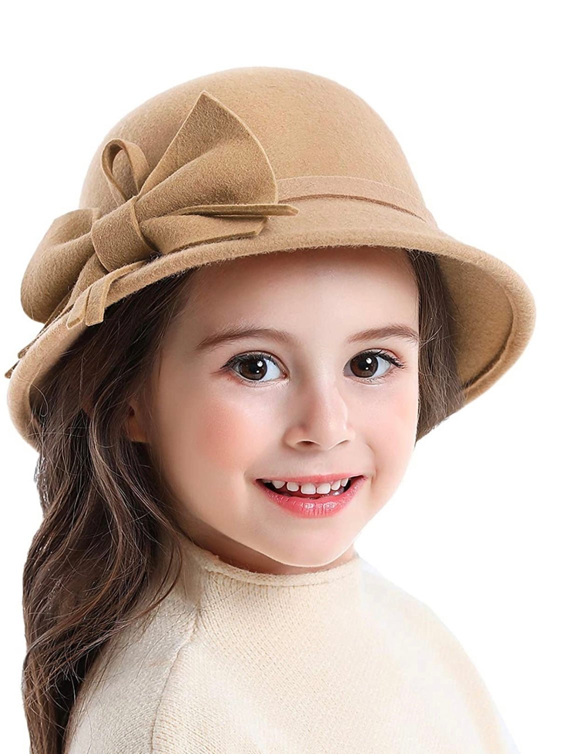 Little Girls Wool Knotted Bow Bucket Hat - 2 Color Choices | HONEYPIEKIDS 