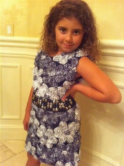 Little Mass Black/Grey Rosette London dress | HONEYPIEKIDS 