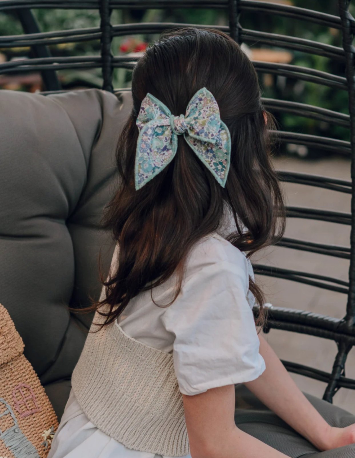 Livy Lou Mint Floral Liberty HARPER Fable Hair Bow | HONEYPIEKIDS 