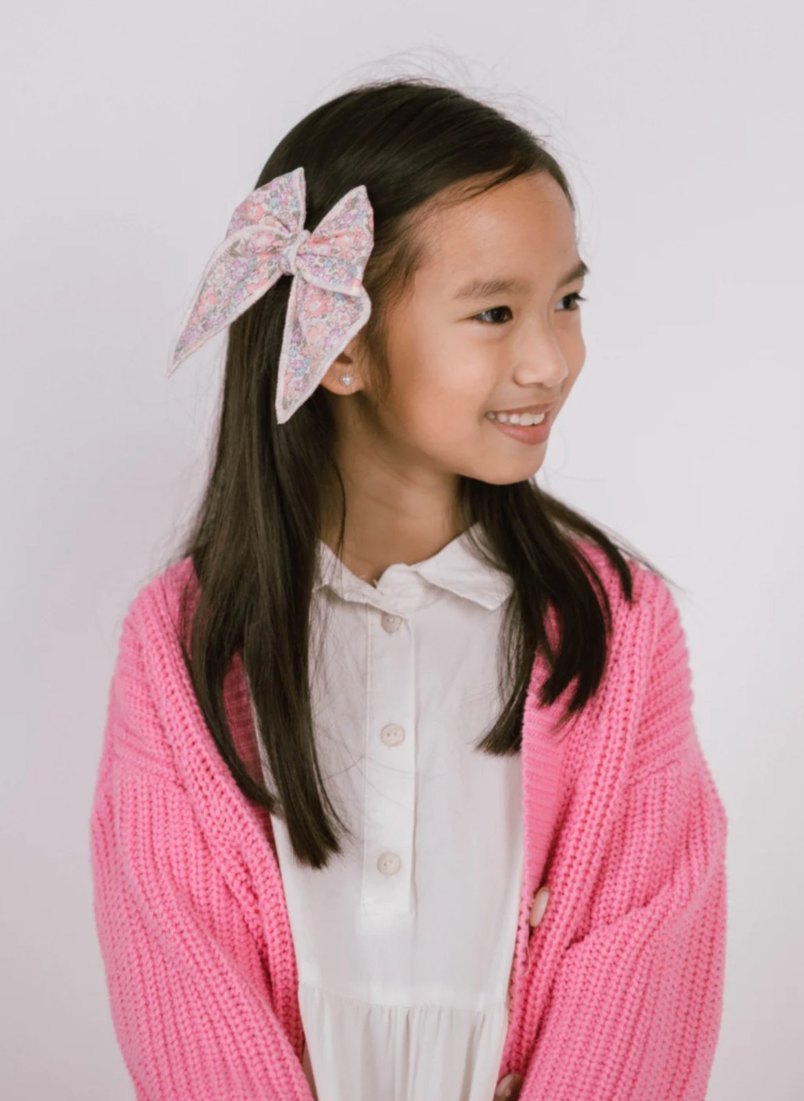 Livy Lou Pink & Blue Floral Liberty MICHELLE Fable Hair Bow | HONEYPIEKIDS 