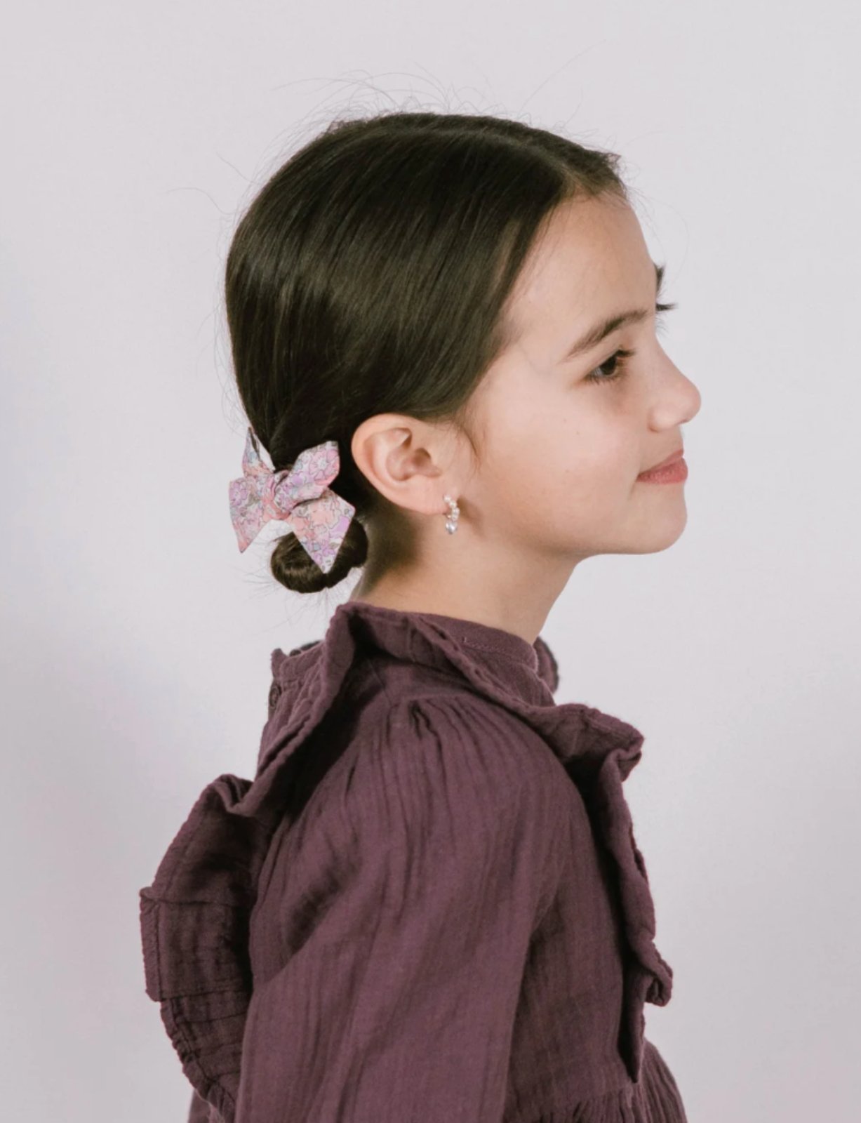 Livy Lou Pink & Blue Floral Liberty MICHELLE PINWHEEL Hair Bow | HONEYPIEKIDS 
