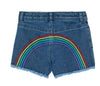 Lola and The Boys Embroidered Rainbow Denim Shorts | HONEYPIEKIDS.COM