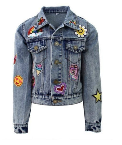 Lola and The Boys Girls All About The Patch Cropped Denim Jacket | HONEYPIEKIDS
