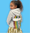 HONEYPIEKIDS | Lola and The Boys Girls Grey Crystal Rainbow Hooded Zip Jacket