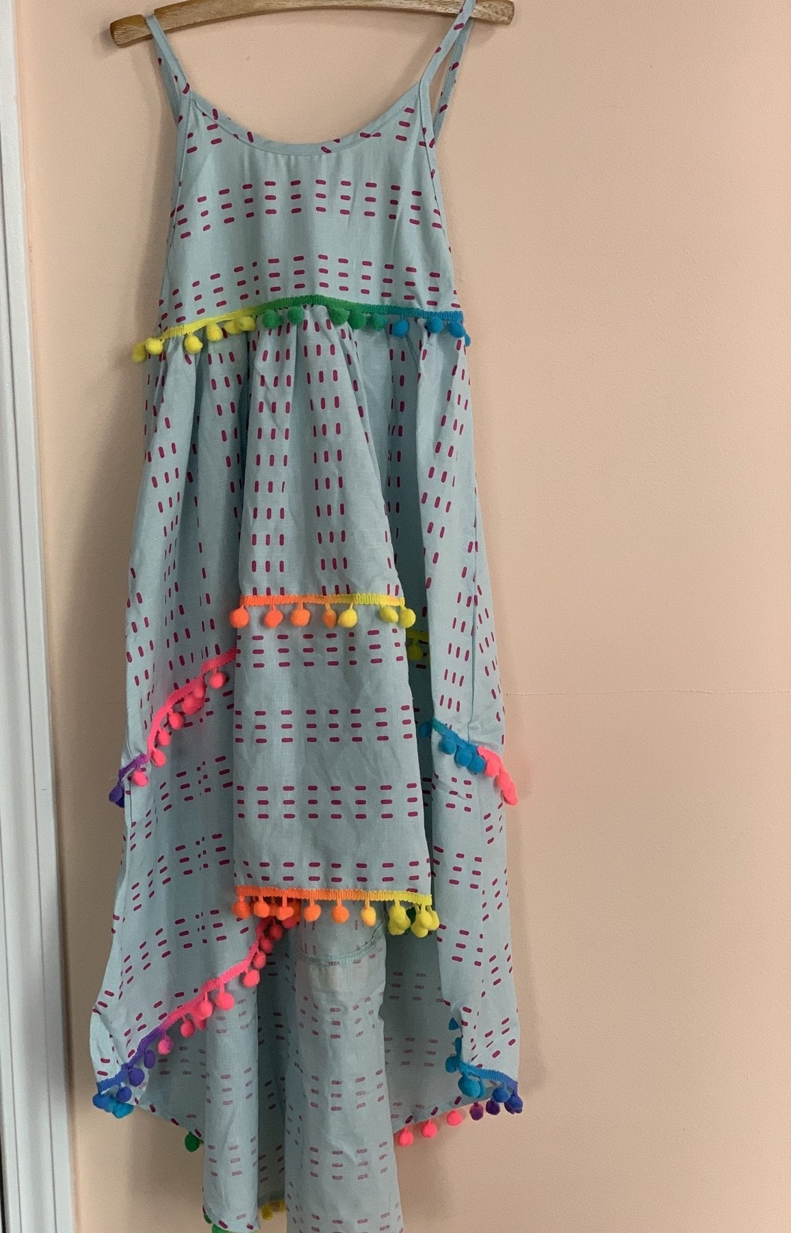 Lola and The Boys Girls High Low Pom Pom Sun Dress | HONEYPIEKIDS 