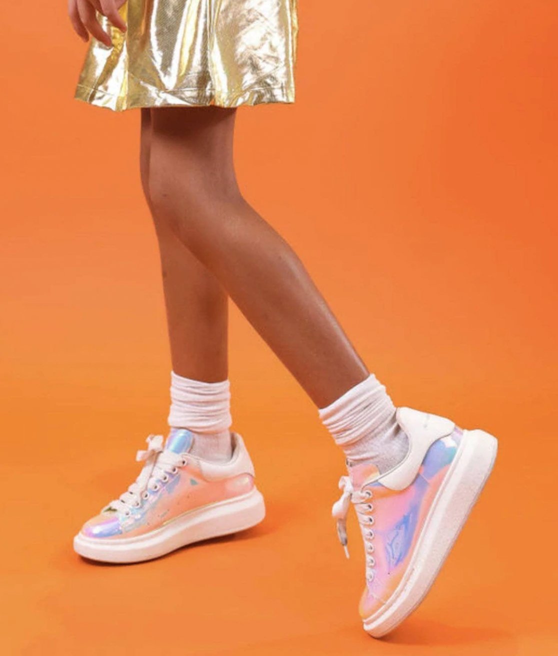 Lola and The Boys Girls Hologram Magic Lace Up Sneakers | HONEYPIEKIDS 