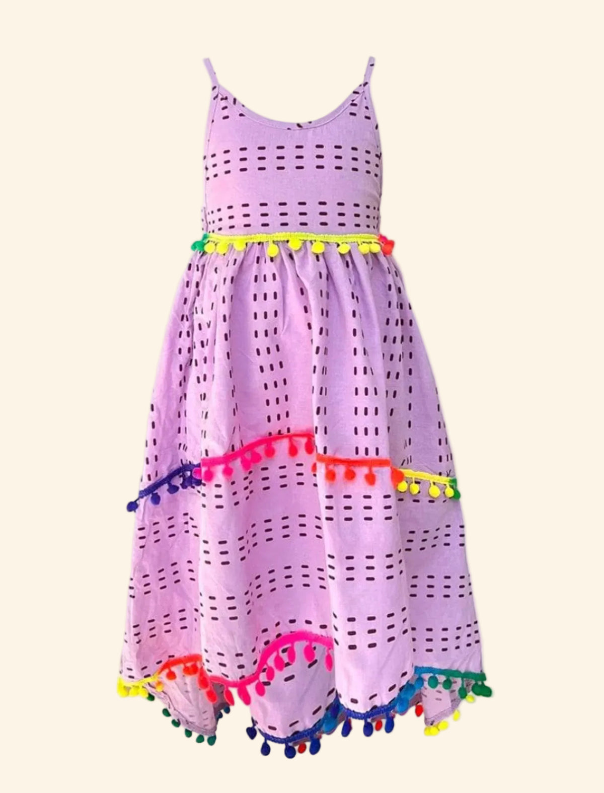 Lola and The Boys Lavender High Low Pom Sun Dress