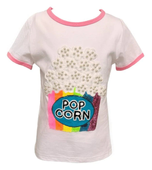 Lola and The Boys Girls PEARLS AND POPCORN RINGER T-SHIRT | HONEYPIEKIDS | Kids Boutique Clothing