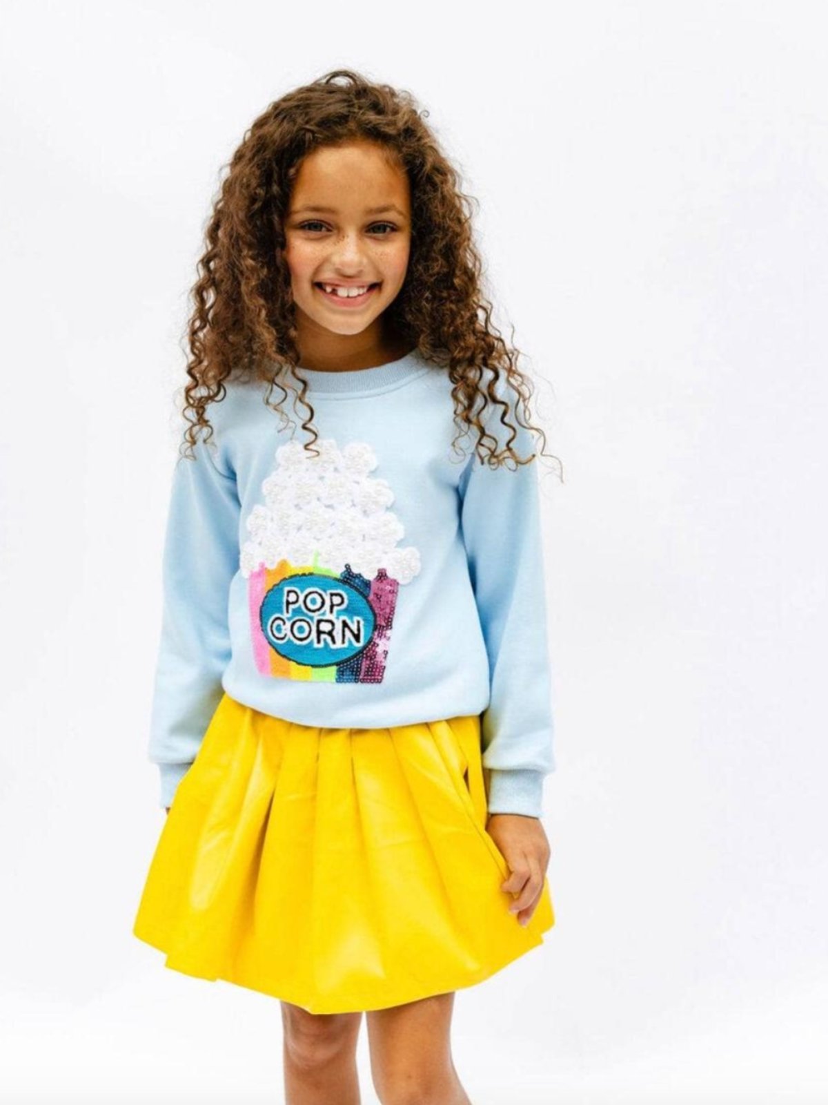 Lola and The Boys Girls PEARLS AND POPCORN Sweatshirt - Pink or Blue | HONEYPIEKIDS 