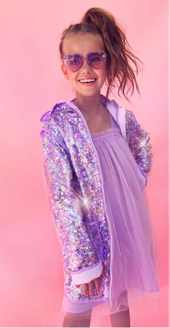 Lola and The Boys Girls Purple Iridescent Magic Rain Jacket | HONEYPIEKIDS | Kids Boutique Clothing