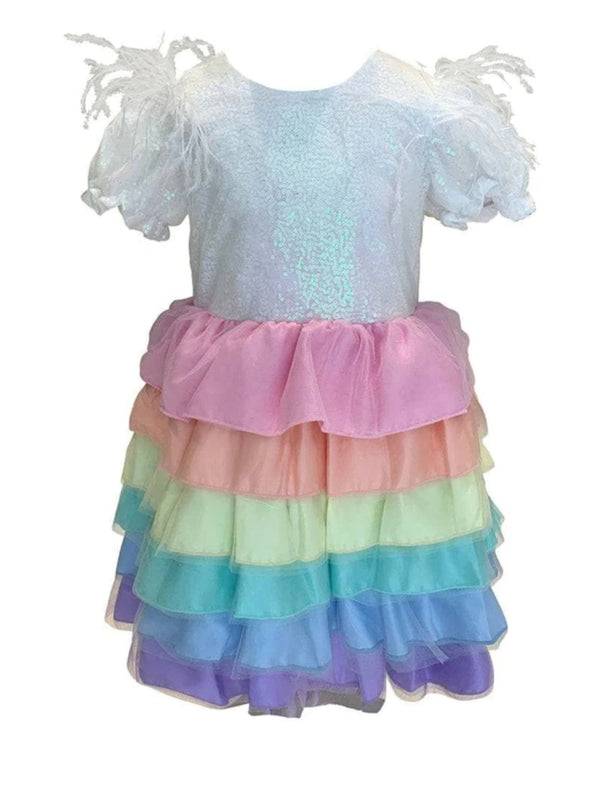 Lola and The Boys Girls Satin Rainbow Dream Dress | HONEYPIEKIDS | Kids Boutique Clothing