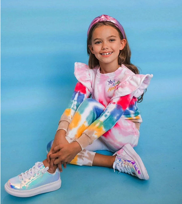 Lola and The Boys Girls YOU ARE AMAZING Tie Dye Jogger Set | HONEYPIEKIDS | Kids Boutique Clothing