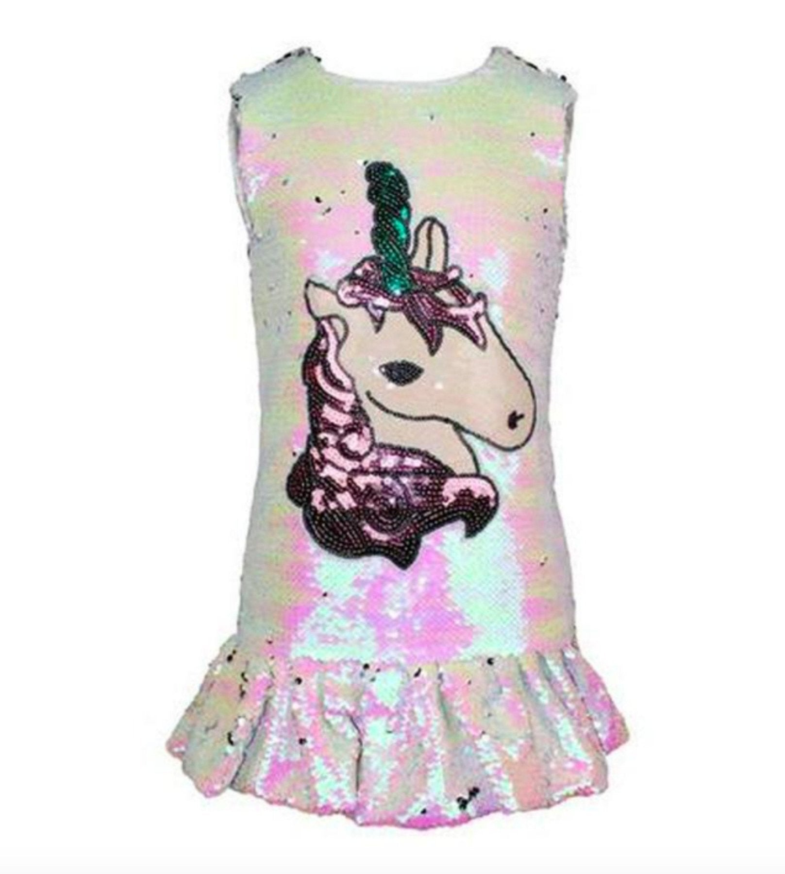 unicorn sequin dress Unicorn Sequin Baby Doll Dress 16- Girls