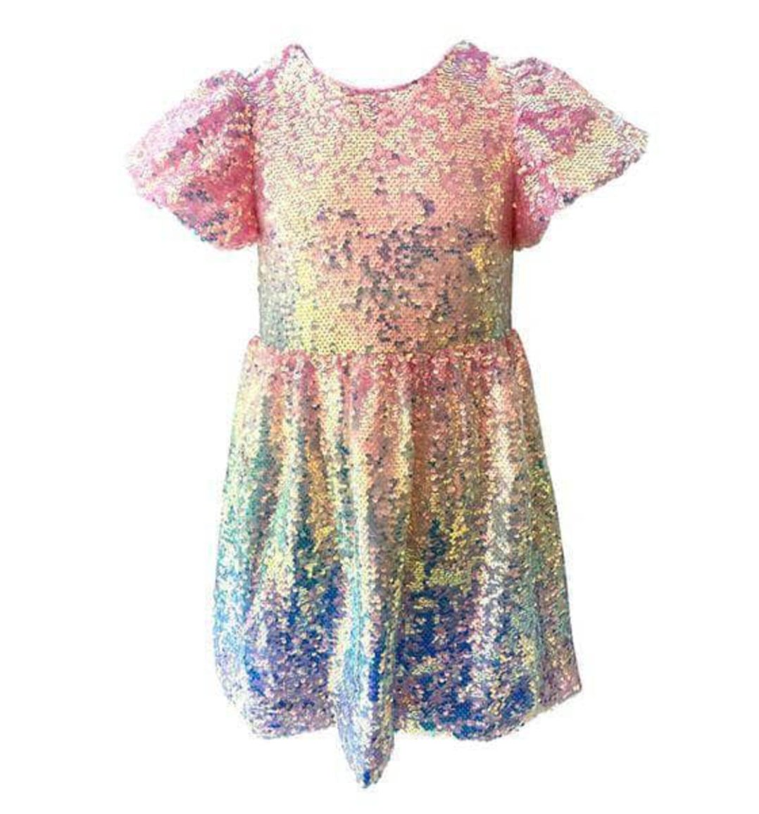 Lola and The Boys Sequin Puff Sleeve Dress | HONEYPIEKIDS