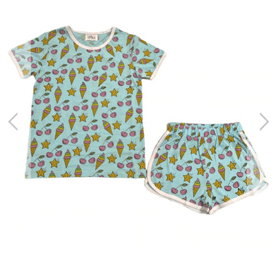 Lola and The Boys Girls Cherry Ice Cream Top & Shorts Set | HONEYPIEKIDS | Kids Boutique Clothing